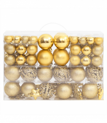 vidaXL 111 Piece Christmas Bauble Set Gold Polystyrene