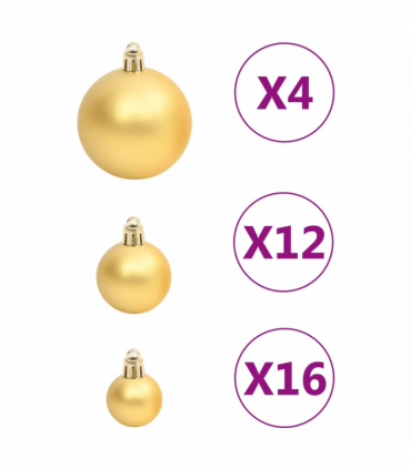 vidaXL 111 Piece Christmas Bauble Set Gold Polystyrene