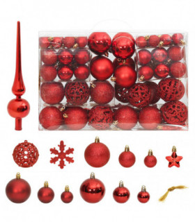 vidaXL 111 Piece Christmas Bauble Set Red Polystyrene