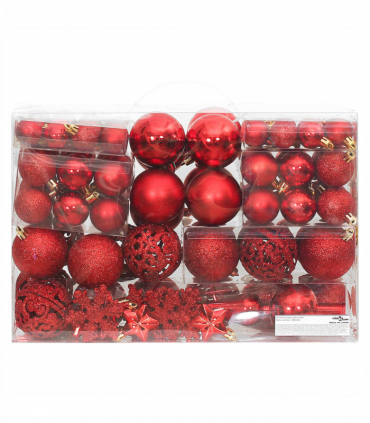 vidaXL 111 Piece Christmas Bauble Set Red Polystyrene