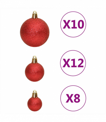vidaXL 111 Piece Christmas Bauble Set Red Polystyrene