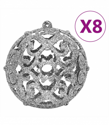 vidaXL 111 Piece Christmas Bauble Set Silver Polystyrene