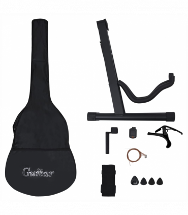 vidaXL 12 Piece Classical Guitar Beginner Set Black 4/4 39"