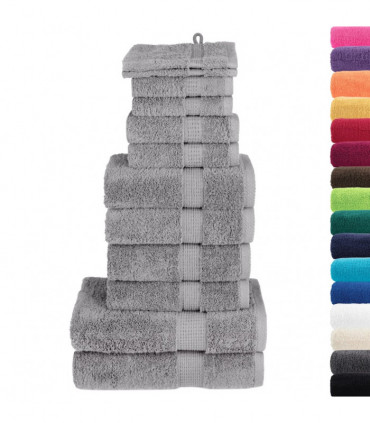 vidaXL 12 Piece Premium Towel Set Grey 600 gsm 100% Cotton