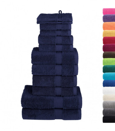 vidaXL 12 Piece Premium Towel Set Navy Blue 600 gsm 100% Cotton