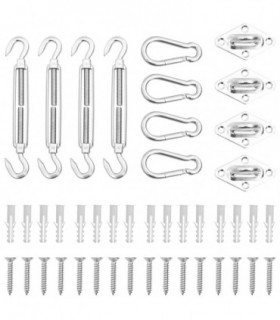 vidaXL 12 Piece Sunshade Sail Accessory Set Stainless Steel