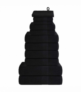 vidaXL 12 Piece Towel Set Black 360 gsm 100% Cotton