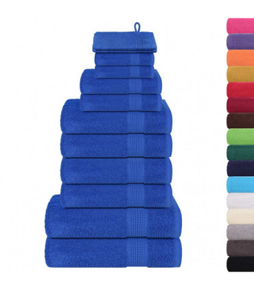 vidaXL 12 Piece Towel Set Blue 360 gsm 100% Cotton