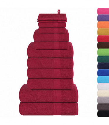 vidaXL 12 Piece Towel Set Bordeaux 360 gsm 100% Cotton