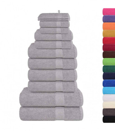 vidaXL 12 Piece Towel Set Grey 360 gsm 100% Cotton