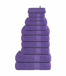 vidaXL 12 Piece Towel Set Purple 360 gsm 100% Cotton