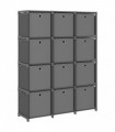 12-Cube Display Shelf with Boxes Grey 103x30x141 cm Fabric