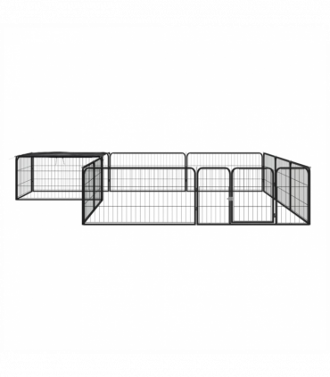 vidaXL 12-Panel Dog Playpen Black 100x50 cm Powder-coated Steel