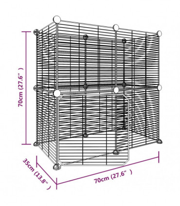 vidaXL 12-Panel Pet Cage with Door Black 35x35 cm Steel