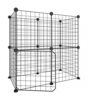 vidaXL 12-Panel Pet Cage with Door Black 35x35 cm Steel