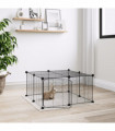 vidaXL 12-Panel Pet Cage with Door Black 35x35 cm Steel