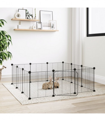 vidaXL 12-Panel Pet Cage with Door Black 35x35 cm Steel