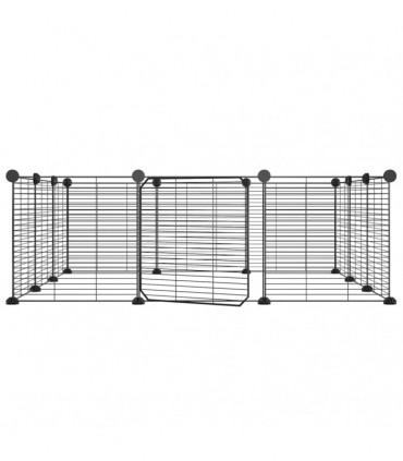 vidaXL 12-Panel Pet Cage with Door Black 35x35 cm Steel
