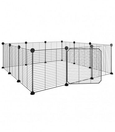 vidaXL 12-Panel Pet Cage with Door Black 35x35 cm Steel