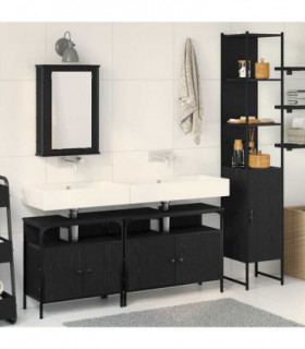 vidaXL Bathroom Furniture Set 4 pcs Black oak 33 x 33 x 185.5 cm