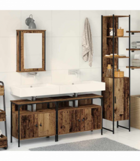 vidaXL Bathroom Furniture Set 4 pcs Old wood 33 x 33 x 185.5 cm