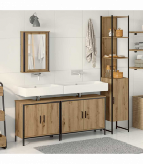 vidaXL Bathroom Furniture Set with Door 4 pcs Brown 33 x 33 x 185.5 cm