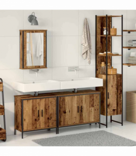 vidaXL Bathroom Furniture Set with Door 4 pcs Brown 33 x 33 x 185.5 cm