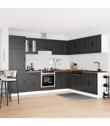 vidaXL 14 Piece Kitchen Cabinet Set Kalmar Black Engineered Wood