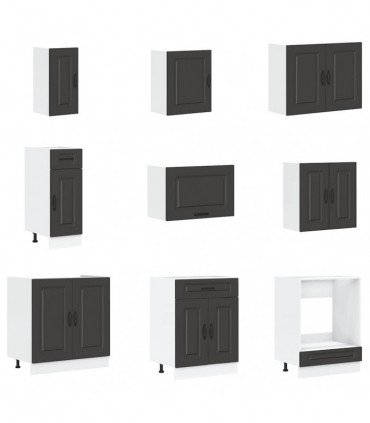 vidaXL 14 Piece Kitchen Cabinet Set Kalmar Black Engineered Wood