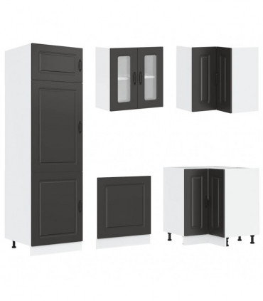 vidaXL 14 Piece Kitchen Cabinet Set Kalmar Black Engineered Wood