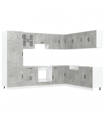 vidaXL 14 Piece Kitchen Cabinet Set Kalmar Concrete Grey Engineered Wood
