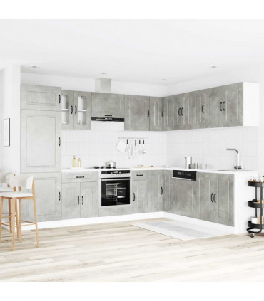 vidaXL 14 Piece Kitchen Cabinet Set Kalmar Concrete Grey Engineered Wood