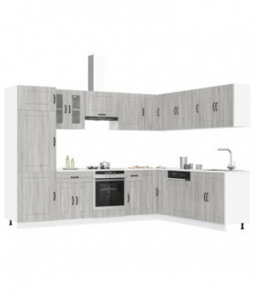 vidaXL 14 Piece Kitchen Cabinet Set Kalmar Grey Sonoma Engineered Wood