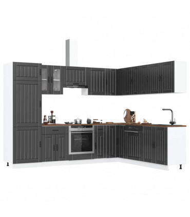 vidaXL 14 Piece Kitchen Cabinet Set Lucca Black Engineered Wood