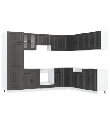 vidaXL 14 Piece Kitchen Cabinet Set Lucca Black Engineered Wood