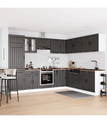 vidaXL 14 Piece Kitchen Cabinet Set Lucca Black Engineered Wood
