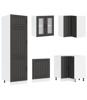 vidaXL 14 Piece Kitchen Cabinet Set Lucca Black Engineered Wood