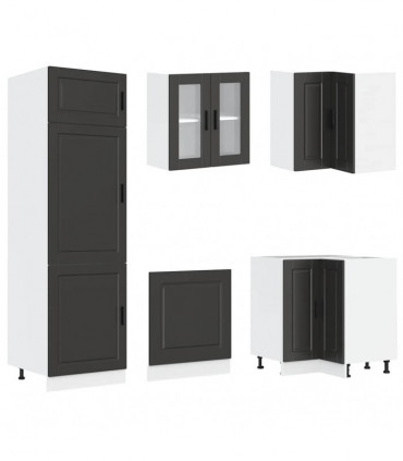 vidaXL 14 Piece Kitchen Cabinet Set Porto Black Engineered Wood