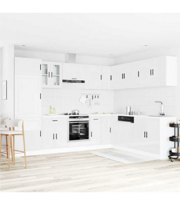 vidaXL 14 Piece Kitchen Cabinet Set Porto Gloss White Engineered Wood