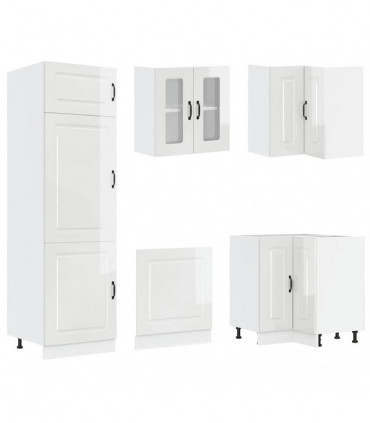 vidaXL 14 Piece Kitchen Cabinet Set Porto Gloss White Engineered Wood
