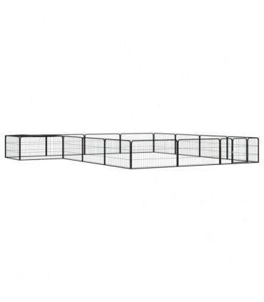 vidaXL 16-Panel Dog Playpen Black 100x50 cm Powder-coated Steel
