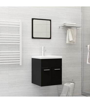 vidaXL 2 Piece Bathroom Furniture Set Black Engineered Wood