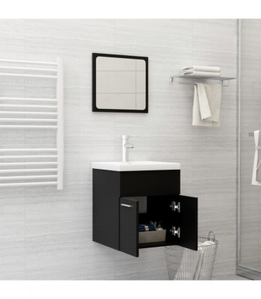 vidaXL 2 Piece Bathroom Furniture Set Black Engineered Wood