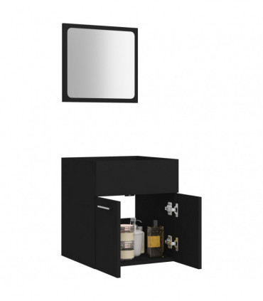 vidaXL 2 Piece Bathroom Furniture Set Black Engineered Wood