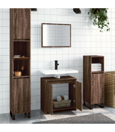 vidaXL 2 Piece Bathroom Furniture Set Brown Oak Engineered Wood