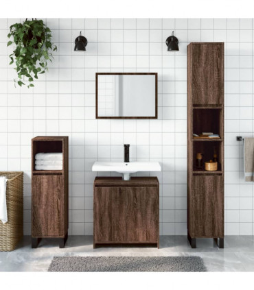 vidaXL 2 Piece Bathroom Furniture Set Brown Oak Engineered Wood