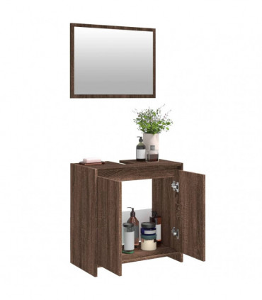 vidaXL 2 Piece Bathroom Furniture Set Brown Oak Engineered Wood
