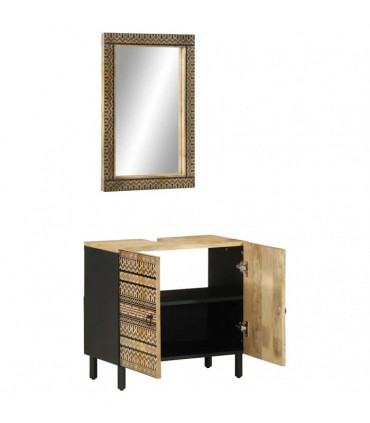 vidaXL 2 Piece Bathroom Furniture Set Solid Wood Mango