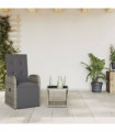 vidaXL 2 Piece Garden Dining Set with Cushions Grey Poly Rattan