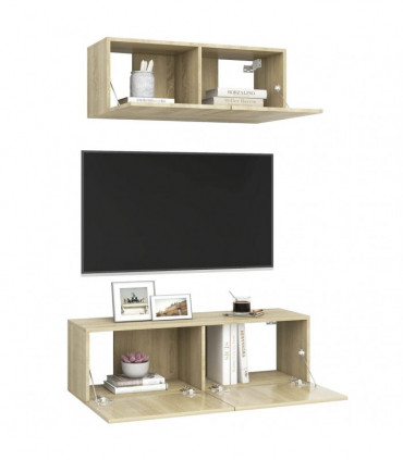 vidaXL 2 Piece TV Cabinet Set Sonoma Oak Engineered Wood